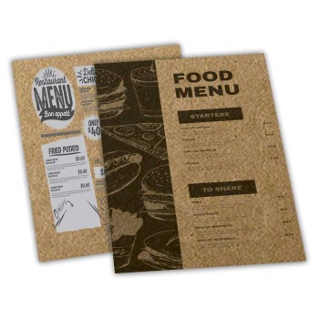 CARDÁPIOS SIMPLES KRAFT 250G 150X210MM Preto e branco frente e verso - 100 un.