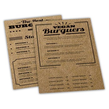 CARDÁPIOS SIMPLES KRAFT 250G 210X300MM Preto e branco frente e verso - 4 un.