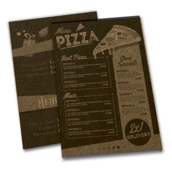 CARDÁPIOS SIMPLES KRAFT 250G 300X420MM Preto e branco frente e verso - 200 un.