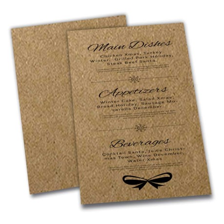 CARDÁPIOS SIMPLES KRAFT 250G 300X420MM Preto e branco frente - 50 un.