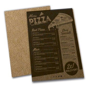 CARDÁPIOS SIMPLES KRAFT 250G 300X420MM Preto e branco frente - 200 un.