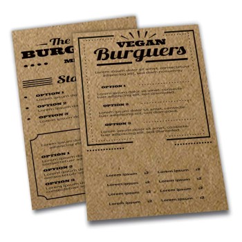 CARDÁPIOS SIMPLES KRAFT 250G 300X420MM Preto e branco frente e verso - 5 un.