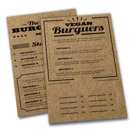 CARDÁPIOS SIMPLES KRAFT 250G 300X420MM Preto e branco frente e verso - 5 un.