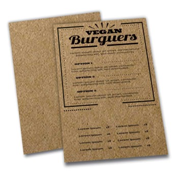 CARDÁPIOS SIMPLES KRAFT 250G 300X420MM Preto e branco frente - 5 un.