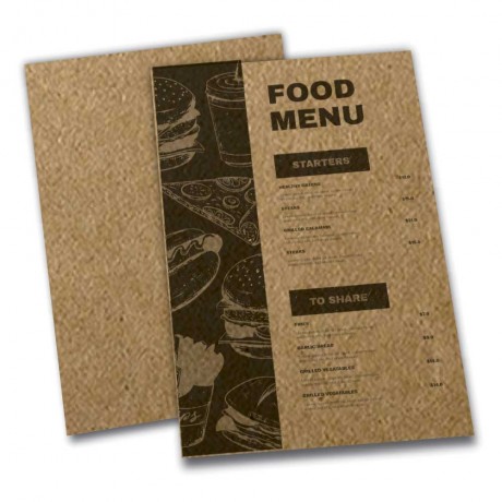 CARDÁPIOS SIMPLES KRAFT 250G 300X420MM Preto e branco frente - 100 un.