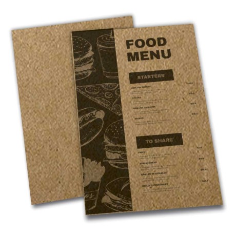 CARDÁPIOS SIMPLES KRAFT 250G 300X420MM Preto e branco frente - 100 un.