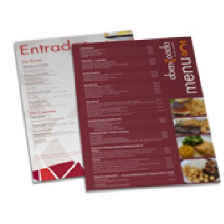 CARDÁPIOS SIMPLES RECICLATO 250G 300X420MM Colorido frente e verso - 10 un.