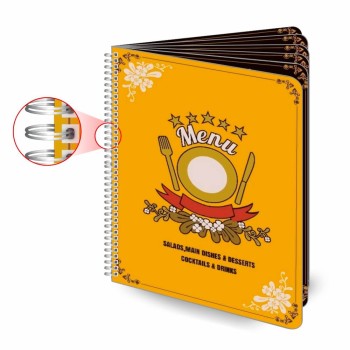 CARDÁPIOS WIRE O 12 PÁGINAS PVC PREMIUM 0,50MM 210X300MM Colorido frente e verso - 10 un.