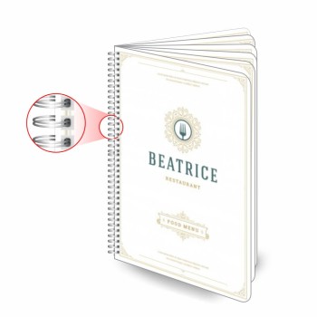 CARDÁPIOS WIRE O 12 PÁGINAS PVC PREMIUM 0,50MM 300X420MM Colorido frente e verso - 1 un.