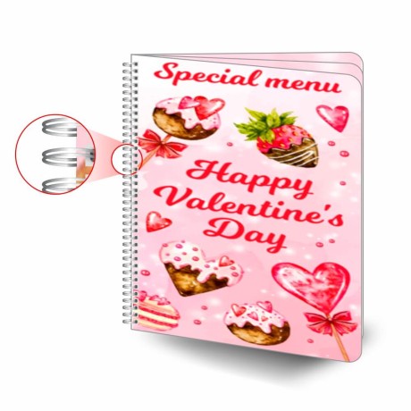 CARDÁPIOS WIRE O 6 PÁGINAS PVC PREMIUM 0,50MM 210X300MM Colorido frente e verso - 12 un.