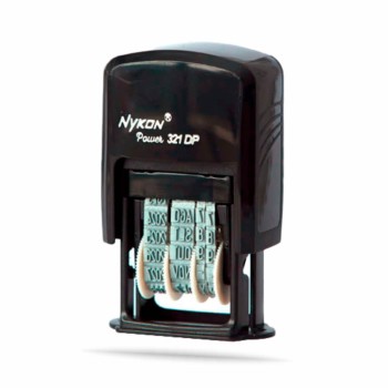CARIMBOS AUTOMÁTICOS DATADOR NYKON 321DP MINI PRETO Preto e branco frente - 1 un.