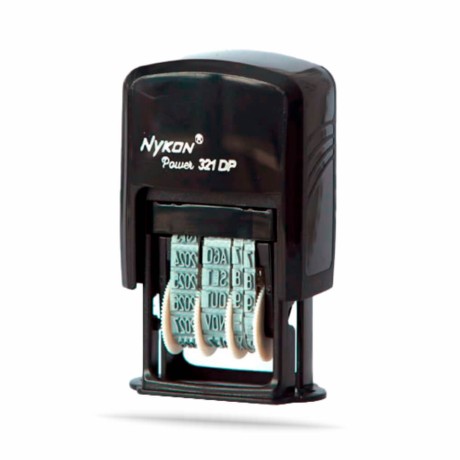 CARIMBOS AUTOMÁTICOS DATADOR NYKON 321DP MINI PRETO Preto e branco frente - 1 un.