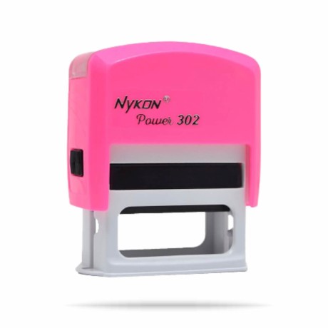 CARIMBOS AUTOMÁTICOS POWER NYKON 302 ROSA Preto e branco frente - 1 un.