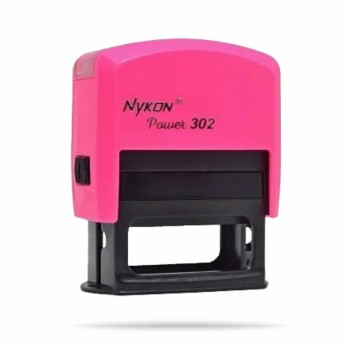 CARIMBOS AUTOMÁTICOS POWER NYKON 302 ROSA Preto e branco frente - 1 un.