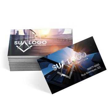 CARTÕES DE VISITA EUROPEU COUCHÊ 300G HOT STAMPING LAM FOSCA FV E HOT STAMPING FR Colorido frente e verso - 250 un.