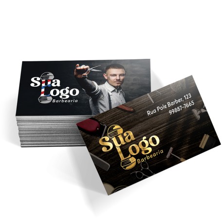 CARTÕES DE VISITA EUROPEU COUCHÊ 300G HOT STAMPING LAM FOSCA FV E HOT STAMPING FR Colorido frente e verso - 100 un.