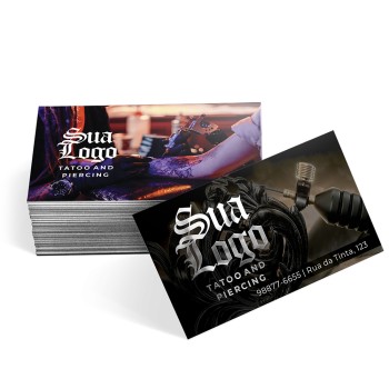 CARTÕES DE VISITA EUROPEU COUCHÊ 300G HOT STAMPING LAM FOSCA FV E HOT STAMPING FR Colorido frente e verso - 50 un.