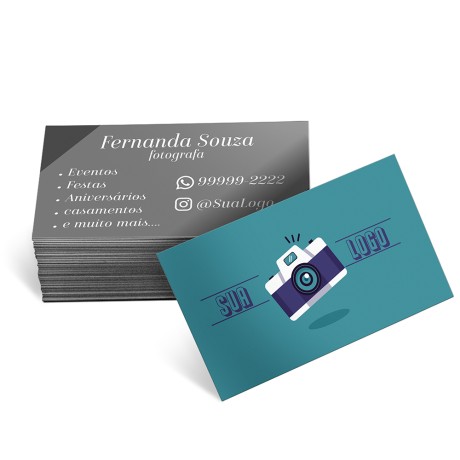 CARTÕES DE VISITA EUROPEU COUCHÊ 300G SEM LAMINAÇÃOE SEM VERNIZ UV SEM VERNIZ Colorido frente e preto e branco verso - 500 un.