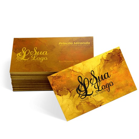 CARTÕES DE VISITA EUROPEU PAPÉIS ESPECIAIS GOLD MASTER 300G SEM VERNIZ Colorido frente e verso - 500 un.
