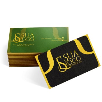 CARTÕES DE VISITA EUROPEU PAPÉIS ESPECIAIS GOLD MASTER 300G SEM VERNIZ Colorido frente e verso - 100 un.