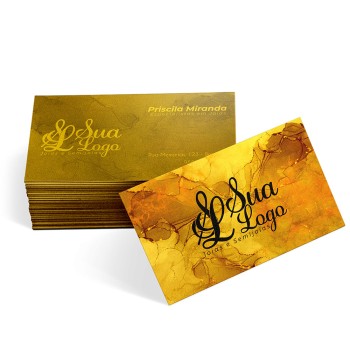 CARTÕES DE VISITA EUROPEU PAPÉIS ESPECIAIS GOLD MASTER 300G SEM VERNIZ Colorido frente e preto e branco verso - 500 un.