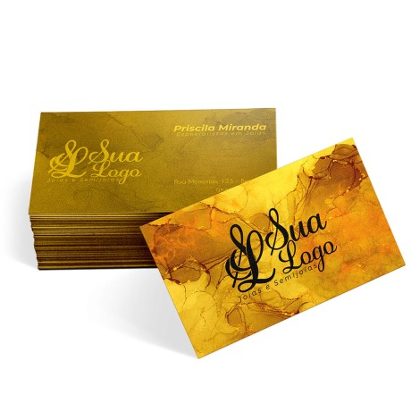 CARTÕES DE VISITA EUROPEU PAPÉIS ESPECIAIS GOLD MASTER 300G SEM VERNIZ Colorido frente e preto e branco verso - 500 un.