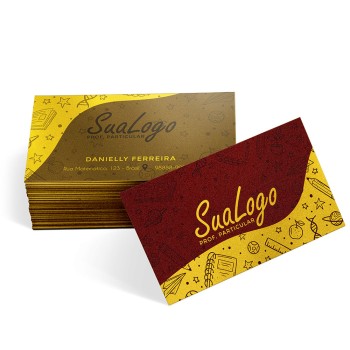 CARTÕES DE VISITA EUROPEU PAPÉIS ESPECIAIS GOLD MASTER 300G SEM VERNIZ Colorido frente e preto e branco verso - 250 un.