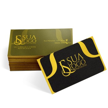 CARTÕES DE VISITA EUROPEU PAPÉIS ESPECIAIS GOLD MASTER 300G SEM VERNIZ Colorido frente e preto e branco verso - 100 un.