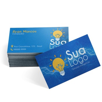 CARTÕES DE VISITA EUROPEU PAPÉIS ESPECIAIS SILVER LUX 300G SEM VERNIZ Colorido frente e verso - 100 un.
