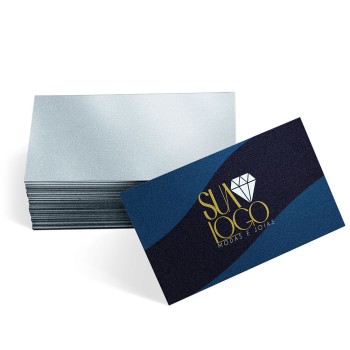 CARTÕES DE VISITA EUROPEU PAPÉIS ESPECIAIS SILVER LUX 300G SEM VERNIZ Colorido frente - 250 un.