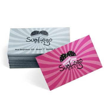 CARTÕES DE VISITA EUROPEU PAPÉIS ESPECIAIS SILVER LUX 300G SEM VERNIZ Colorido frente e preto e branco verso - 500 un.