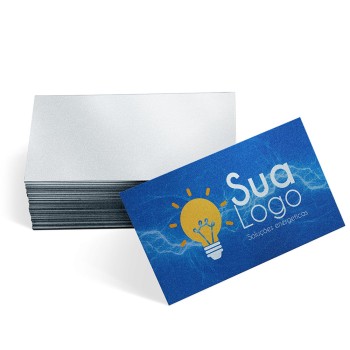 CARTÕES DE VISITA EUROPEU PAPÉIS ESPECIAIS SILVER LUX 300G SEM VERNIZ Colorido frente - 100 un.