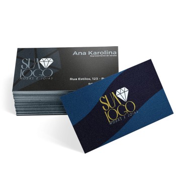 CARTÕES DE VISITA EUROPEU PAPÉIS ESPECIAIS SILVER LUX 300G SEM VERNIZ Colorido frente e preto e branco verso - 250 un.