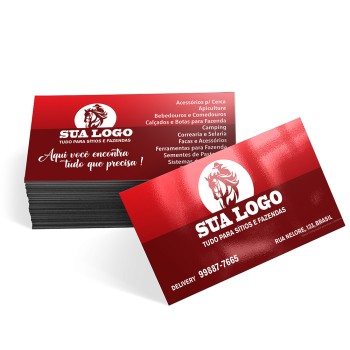 CARTÕES DE VISITA COUCHÊ 250G VERNIZ UV TOTAL FRENTE Colorido frente e verso - 3000 un.