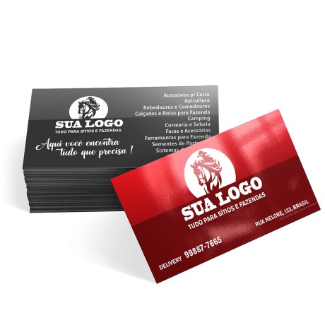CARTÕES DE VISITA COUCHÊ 250G VERNIZ UV TOTAL FRENTE Colorido frente e preto e branco verso - 3000 un.