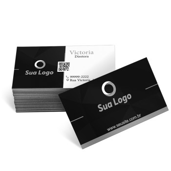 CARTÕES DE VISITA COUCHÊ 275G SEM VERNIZ 91X51MM Preto e branco frente e verso - 100 un.