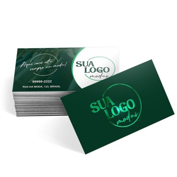CARTÕES DE VISITA COUCHÊ 300G LAM FOSCA E HOT STAMPING Colorido frente e verso - 500 un.
