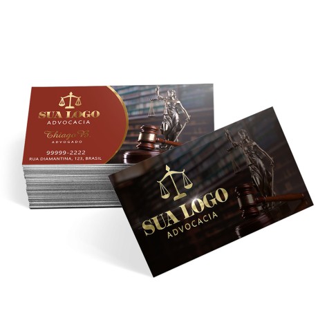 CARTÕES DE VISITA COUCHÊ 300G LAM FOSCA HOT STAMPING FRENTE E VERNIZ LOCAL VERSO Colorido frente e verso - 1000 un.
