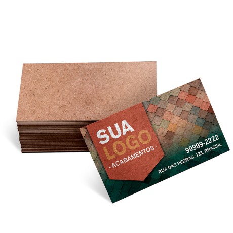 CARTÕES DE VISITA KRAFT 250G SEM LAMINAÇÃO E SEM VERNIZ UV SEM VERNIZ COM TINTA BRANCA Colorido frente - 250 un.