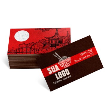 CARTÕES DE VISITA KRAFT 250G SEM LAMINAÇÃO E SEM VERNIZ UV SEM VERNIZ COM TINTA BRANCA Colorido frente e verso - 100 un.