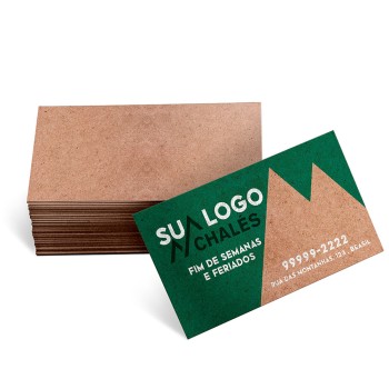 CARTÕES DE VISITA KRAFT 250G SEM LAMINAÇÃO E SEM VERNIZ UV SEM VERNIZ COM TINTA BRANCA Colorido frente - 50 un.