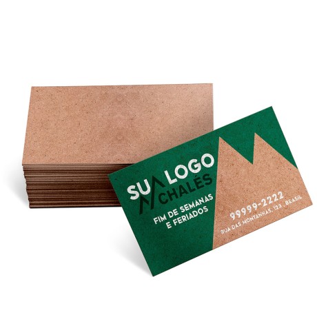 CARTÕES DE VISITA KRAFT 250G SEM LAMINAÇÃO E SEM VERNIZ UV SEM VERNIZ COM TINTA BRANCA Colorido frente - 50 un.