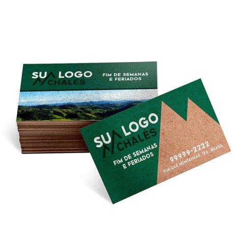 CARTÕES DE VISITA KRAFT 250G SEM LAMINAÇÃO E SEM VERNIZ UV SEM VERNIZ COM TINTA BRANCA Colorido frente e verso - 50 un.