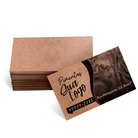 CARTÕES DE VISITA KRAFT 250G SEM VERNIZ Preto e branco frente - 50 un.