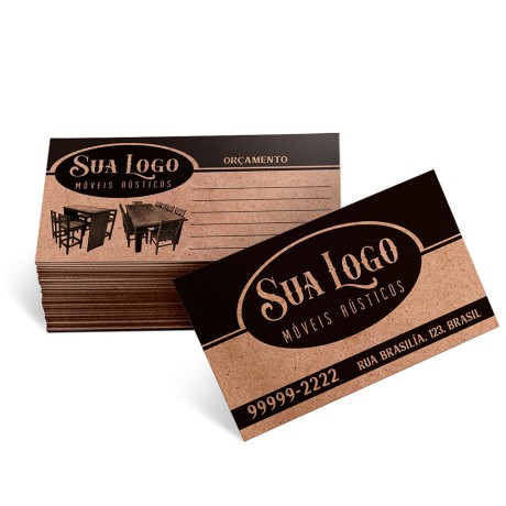 CARTÕES DE VISITA KRAFT 250G SEM VERNIZ Preto e branco frente e verso - 100 un.