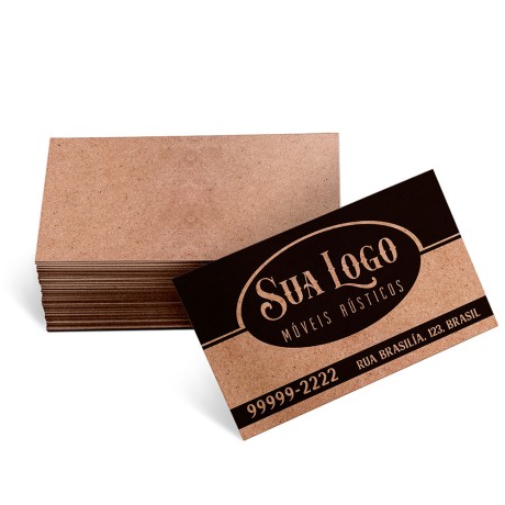 CARTÕES DE VISITA KRAFT 250G SEM VERNIZ Preto e branco frente - 100 un.