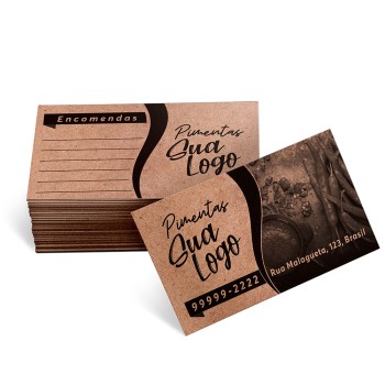 CARTÕES DE VISITA KRAFT 250G SEM VERNIZ Preto e branco frente e verso - 50 un.