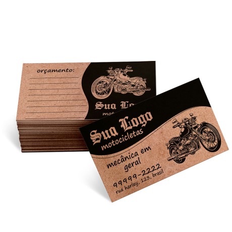 CARTÕES DE VISITA KRAFT 250G SEM VERNIZ Preto e branco frente e verso - 500 un.