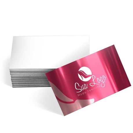 CARTÕES DE VISITA PAPÉIS ESPECIAIS METALIZADO FRENTE COM TINTA BRANCA 250G SEM VERNIZ Colorido frente - 100 un.