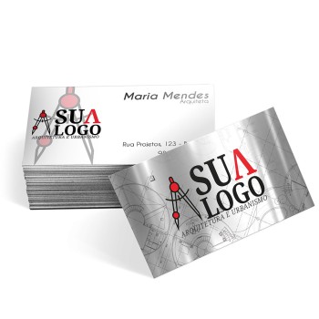 CARTÕES DE VISITA PAPÉIS ESPECIAIS METALIZADO FRENTE COM TINTA BRANCA 250G SEM VERNIZ Colorido frente e verso - 50 un.